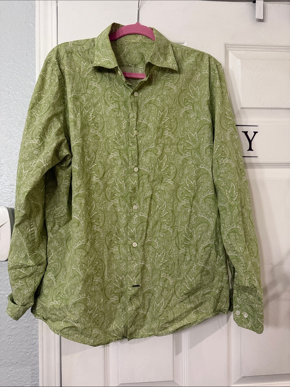 Banana Republic Green Paisley Button-Up Shirt